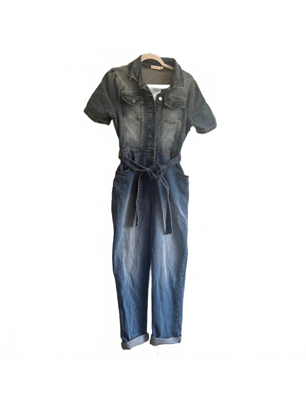 Avec Les Filles Denim Jumpsuit Romper Coveralls Blue Size 29 Medium US 8